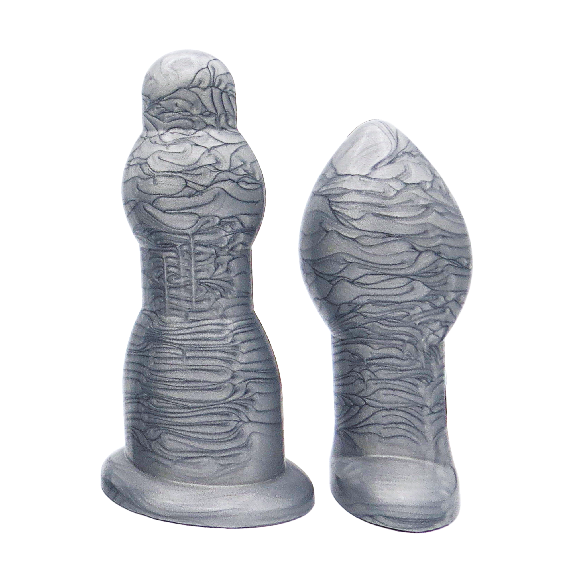 Image of a size 6 silver anal dilation wand and butt plug