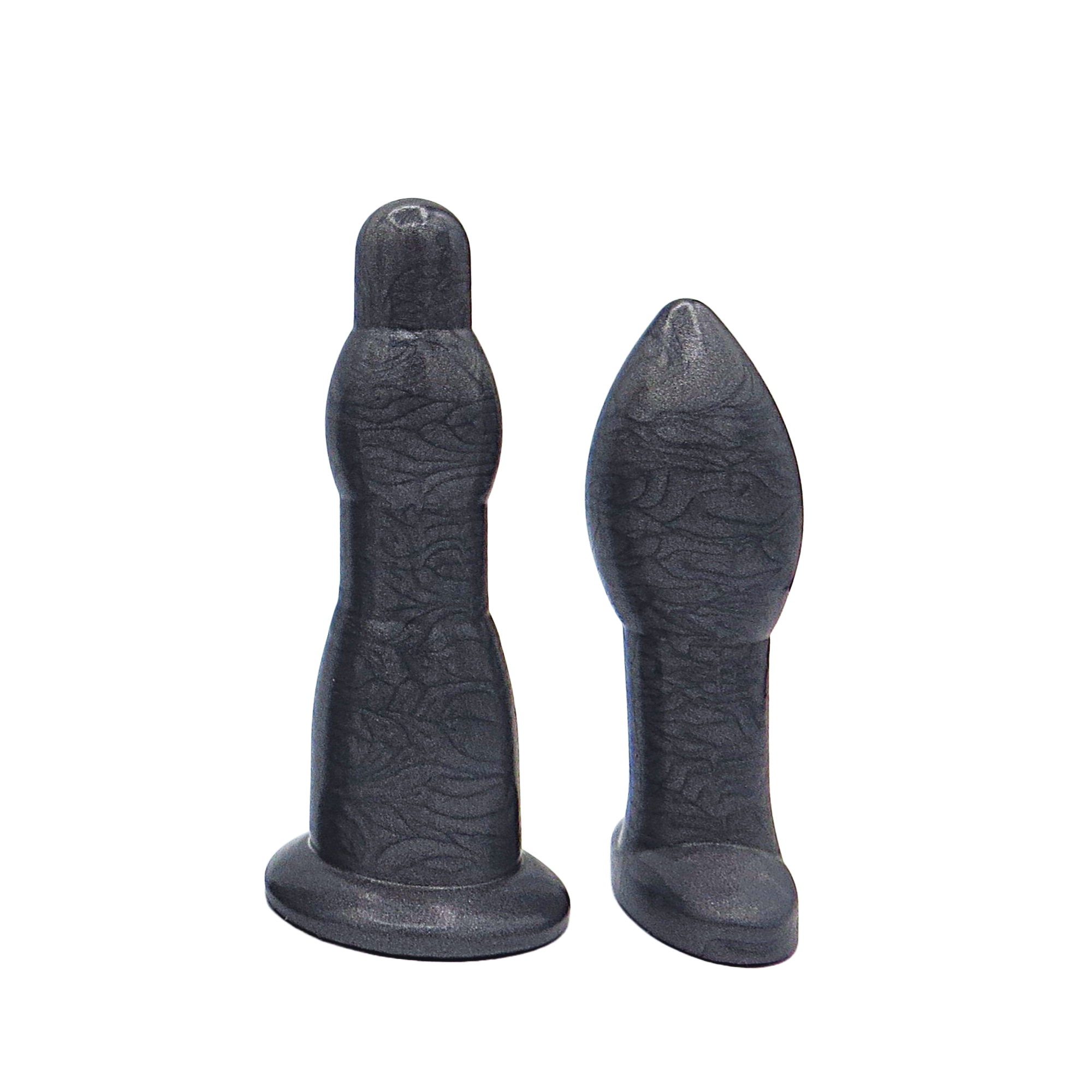 Image of size 3 black anal dilation wand and butt plug