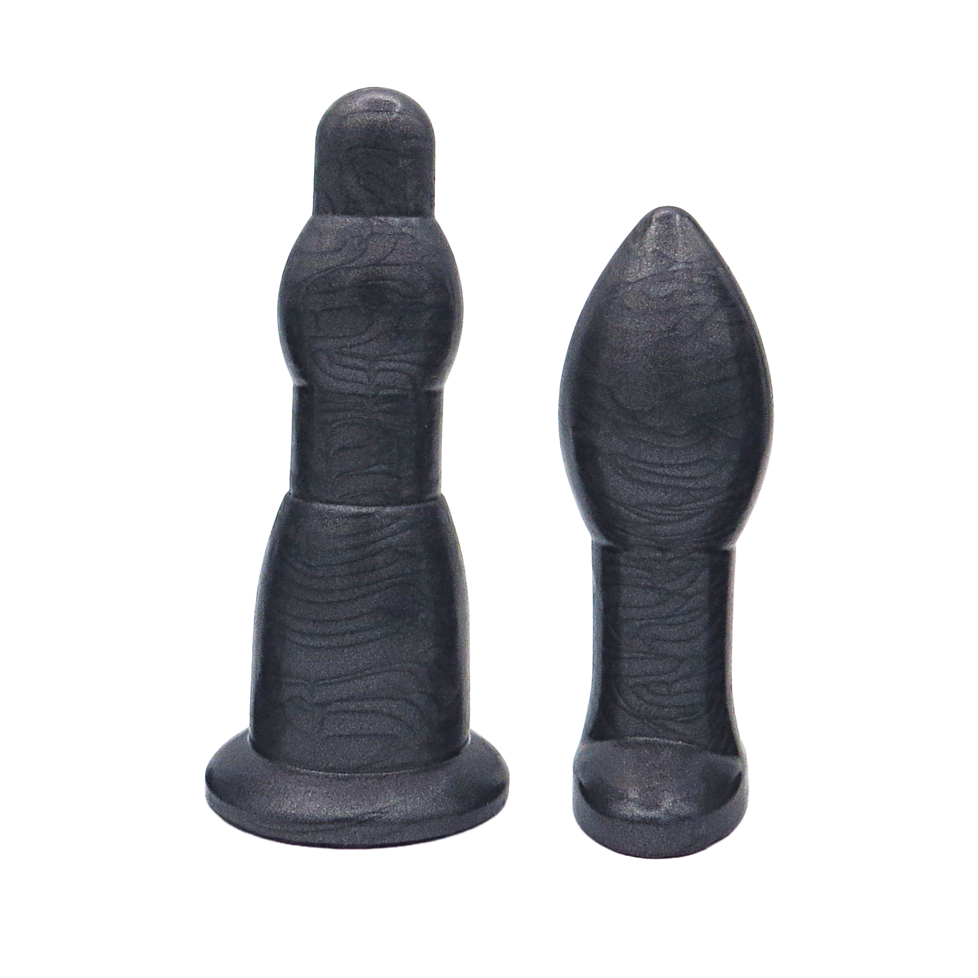Image of size 4 black anal dilation wand and butt plug