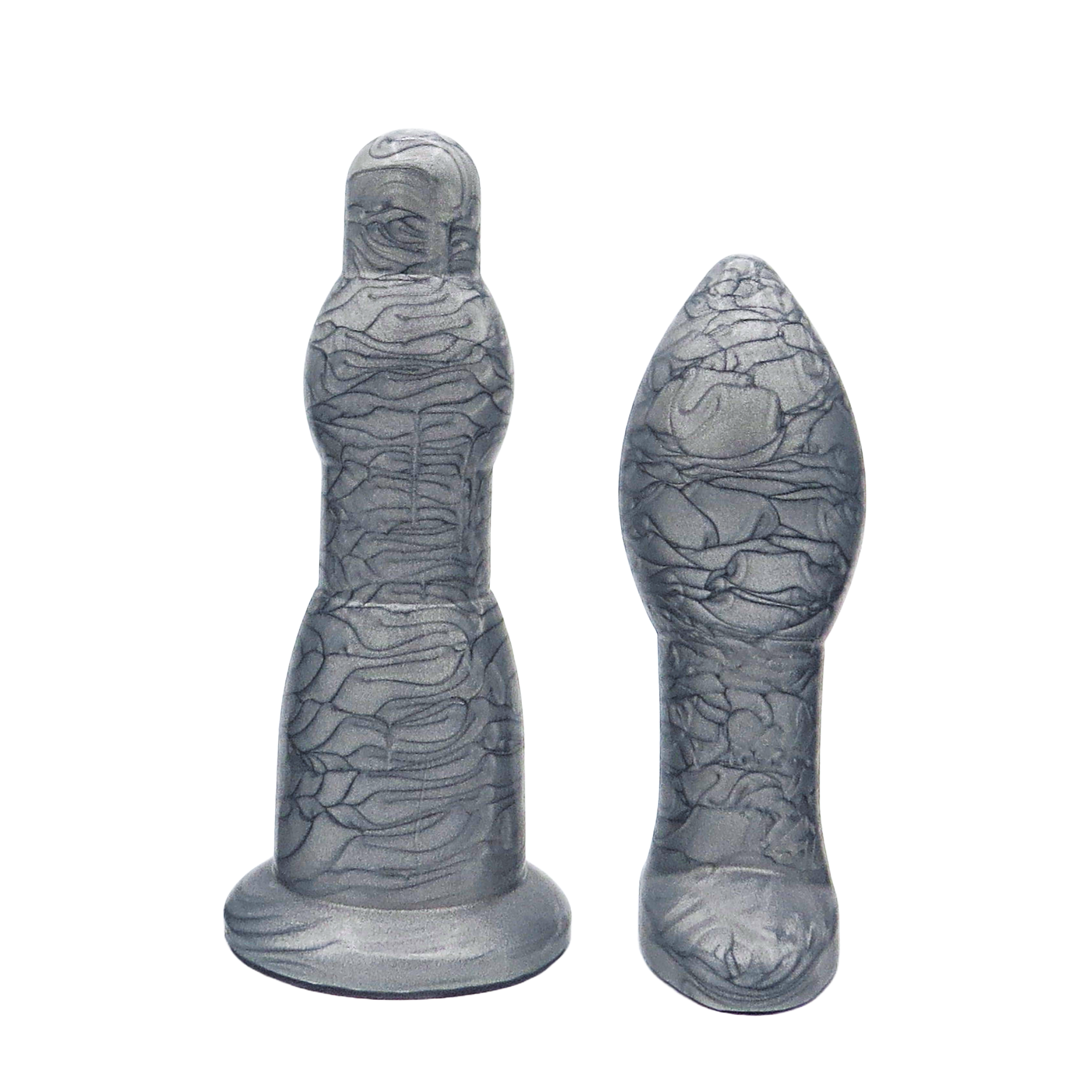 Image of size 4 silver anal dilation wand and butt plug