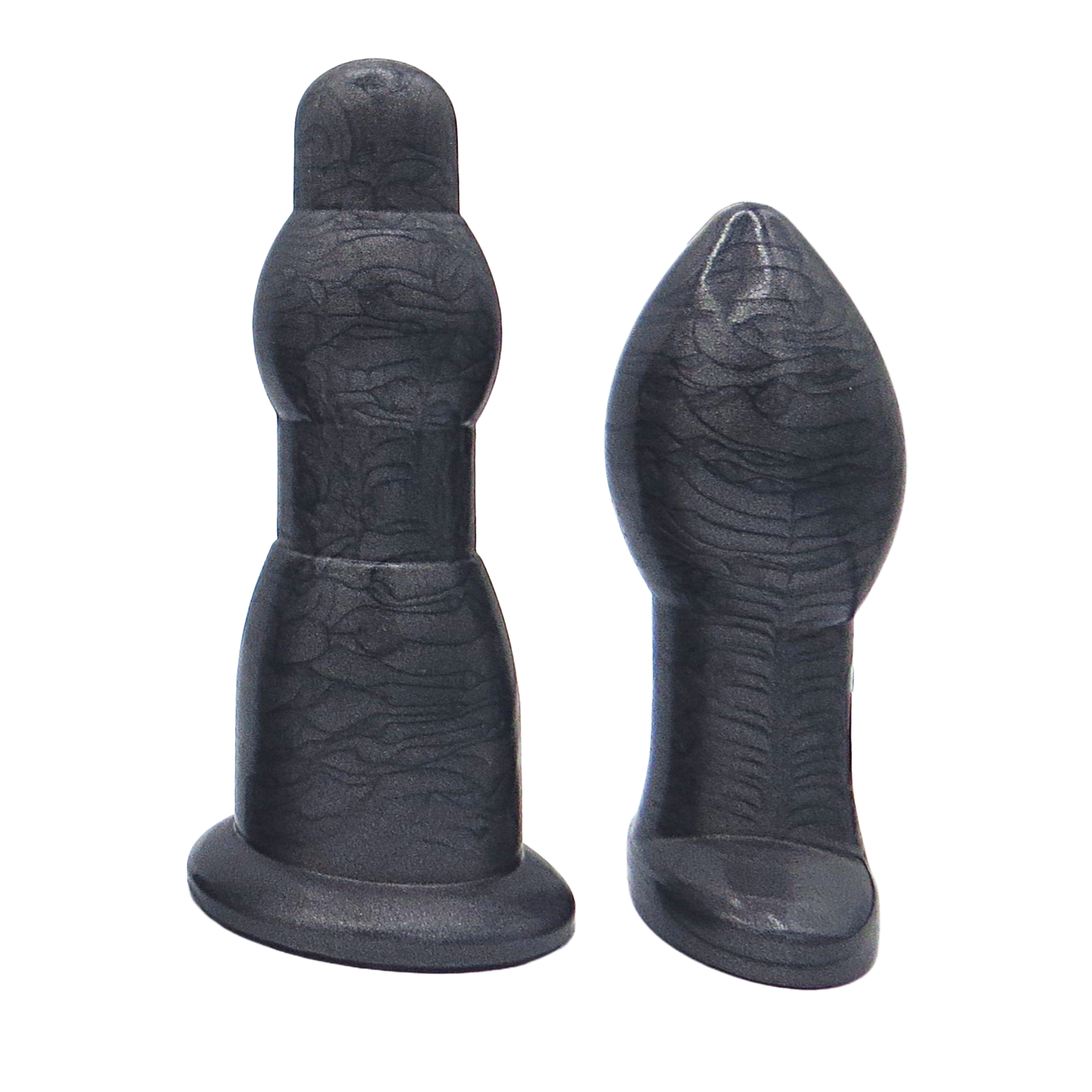 Image of size 5 black anal dilation wand and butt plug