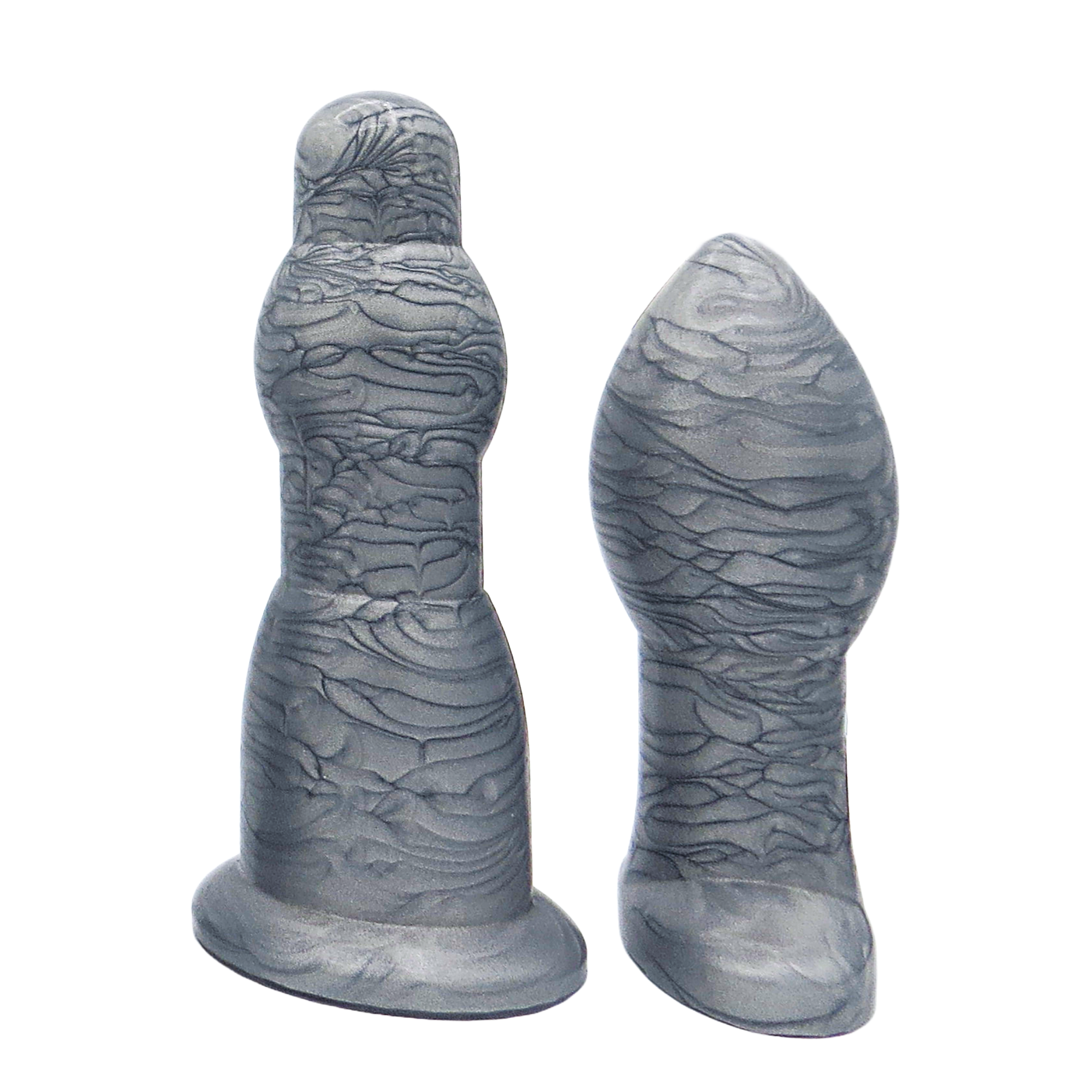 Image of size 5 silver anal dilation wand and butt plug