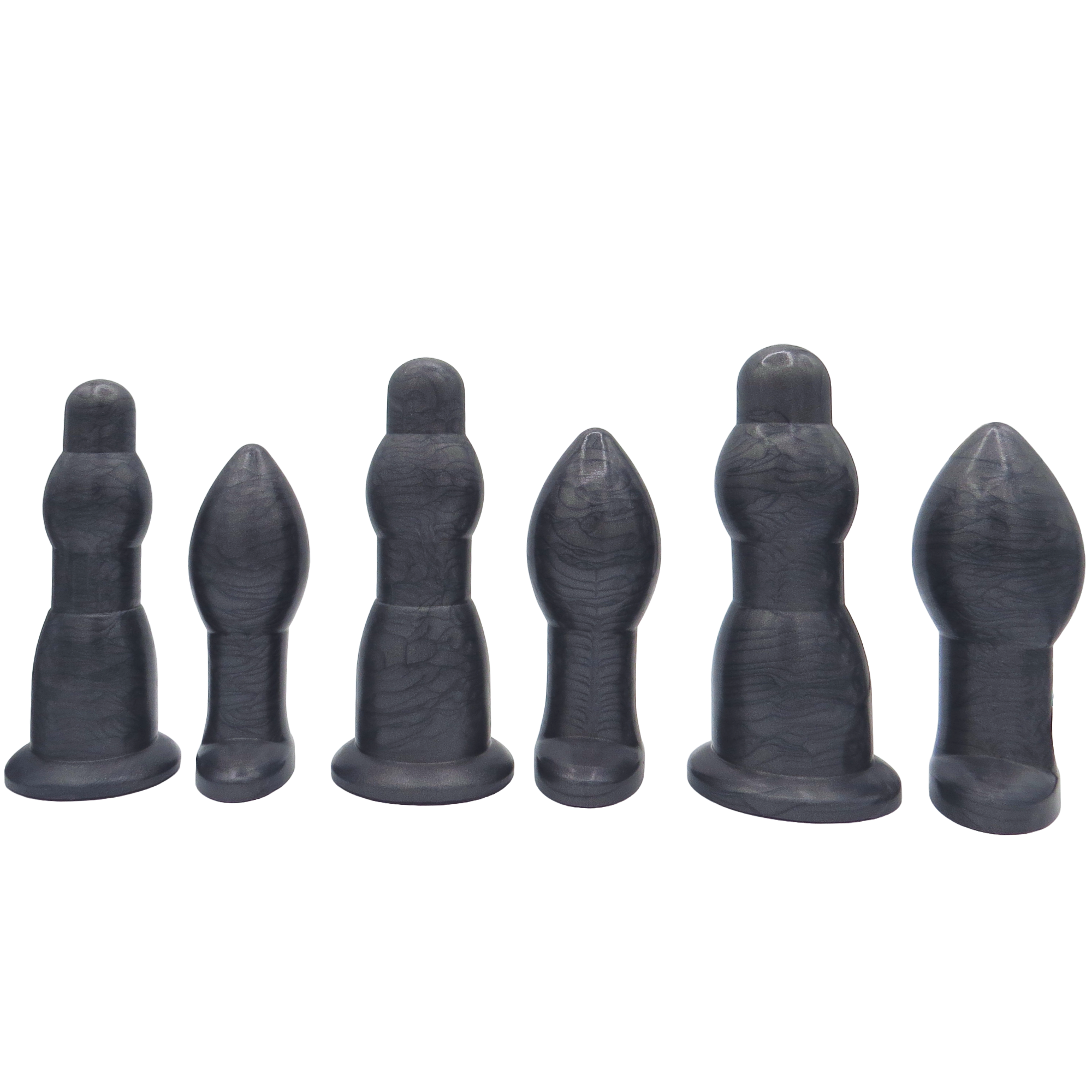 Image of Jumbo anal training set in black; 3 dilation wands and 3 butt plugs