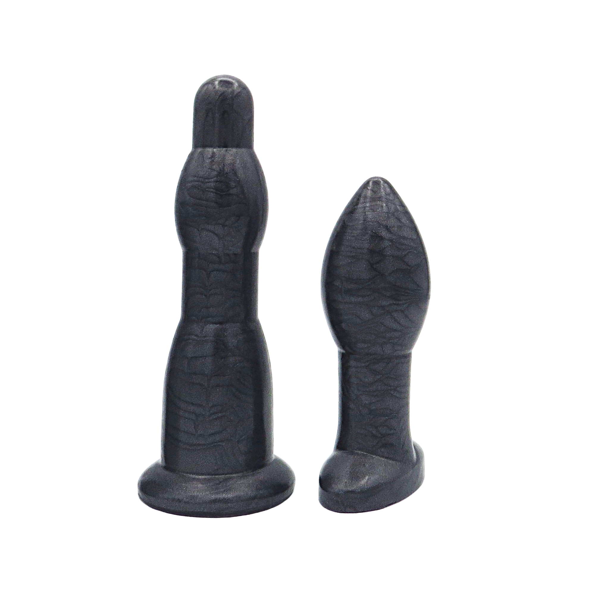 Image of black long anal dilation wand and butt plug