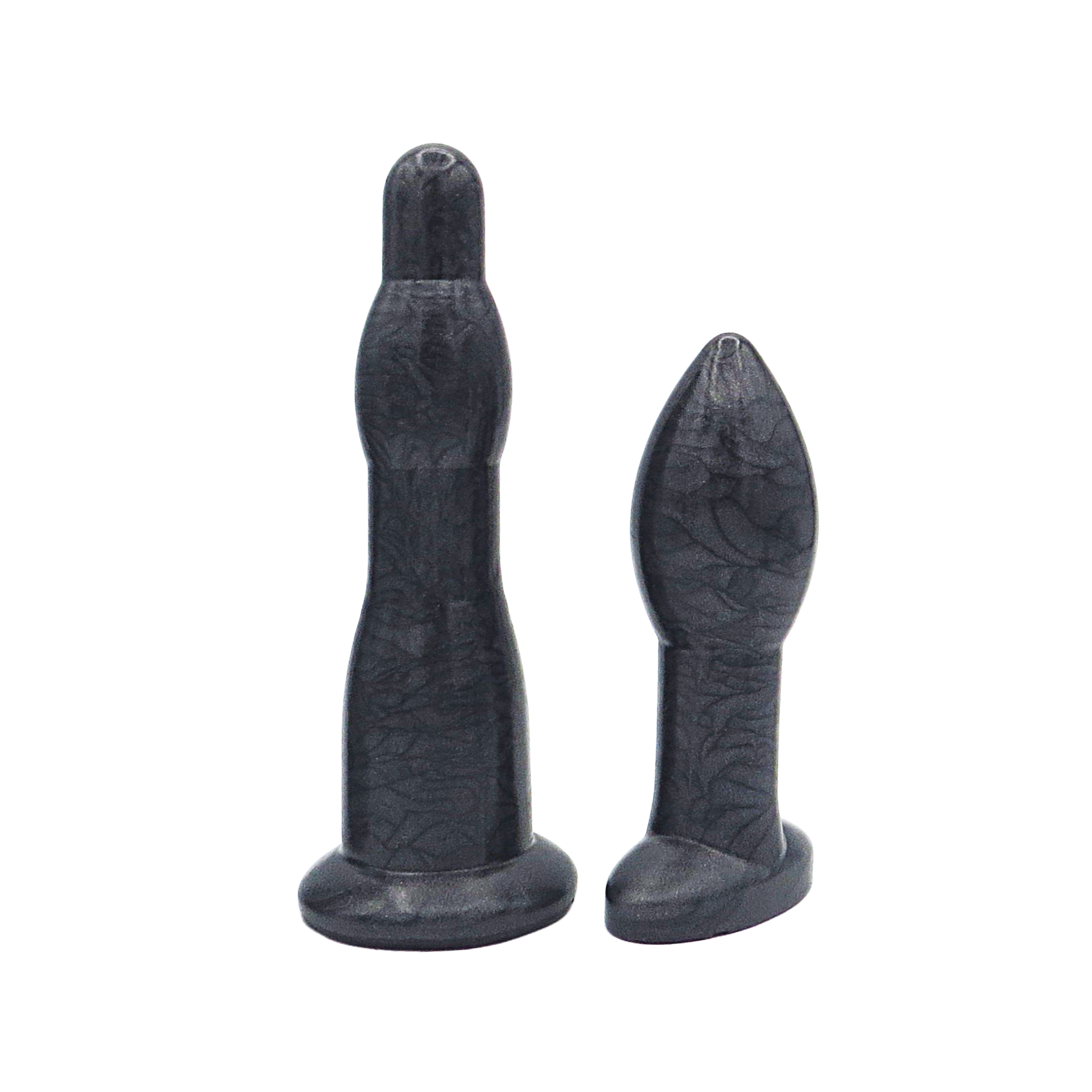 Image of black long anal dilation wand and butt plug