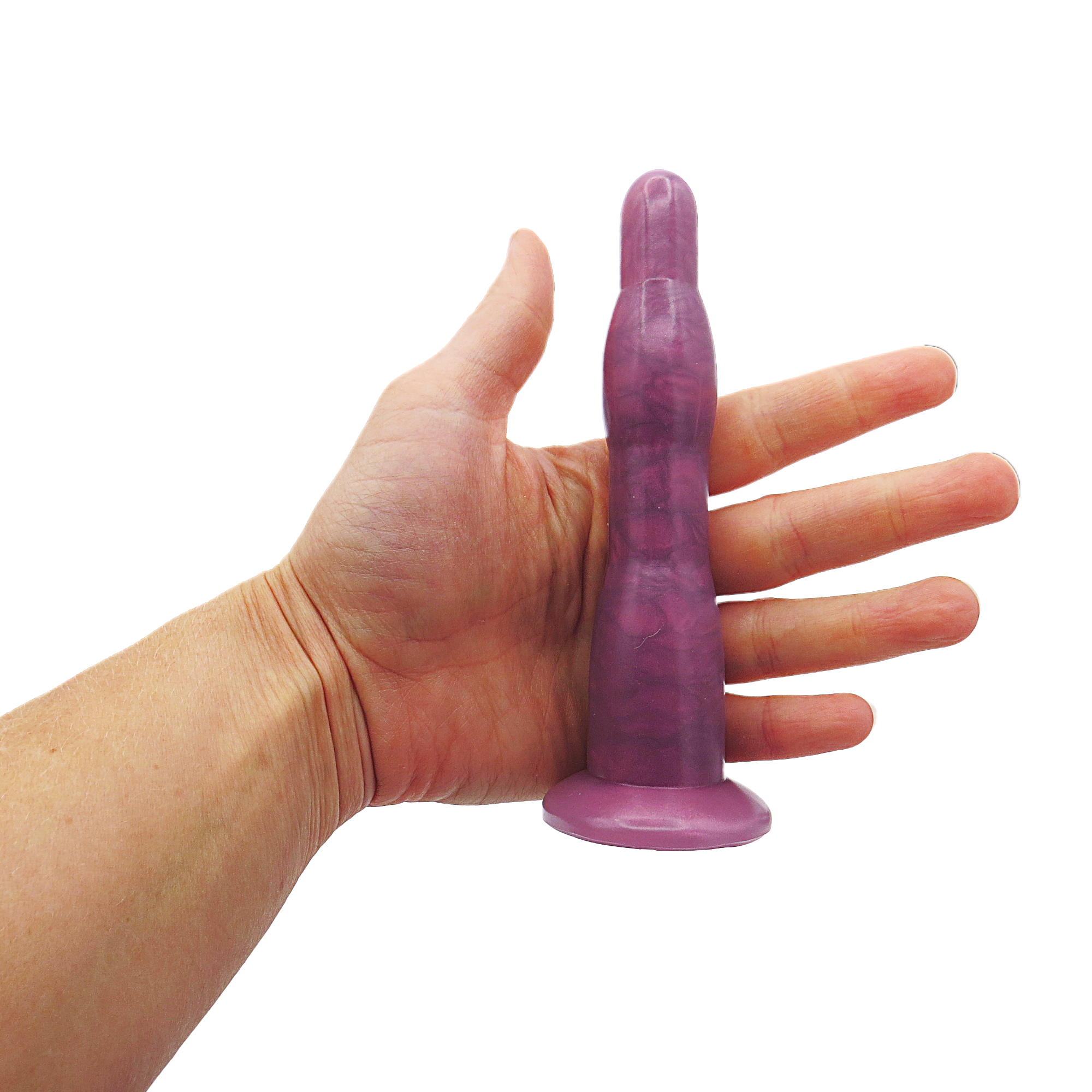 Image of a rose long anal dilation wand in a hand