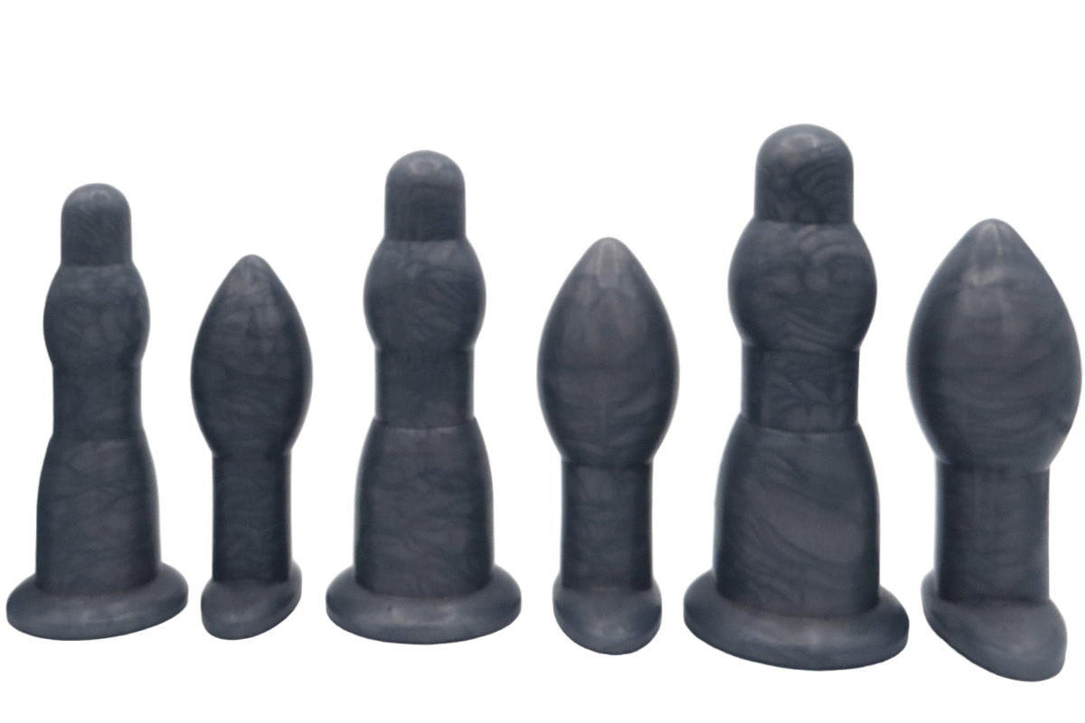 Extra Large Butt Plugs and Anal Dilation Wands Set Black
