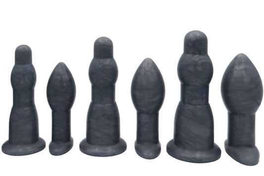 Extra Large Butt Plugs and Anal Dilation Wands Set Black